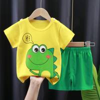 Costume d'été à manches courtes pour enfants, T-shirt en pur coton pour garçons et filles, shorts d'été, vêtements pour bébés  Multicolore