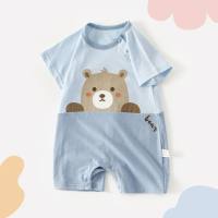 Nuevo estilo de ropa de bebé, mameluco de verano, mono de bebé, ropa fina de algodón puro para bebé, ropa para salir de algodón  Azul