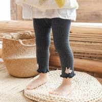 Children's baby bottoming nine-point pants striped bottoming socks  Deep Gray