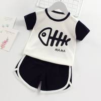 Traje de manga corta, pantalones cortos finos de verano de media manga para bebé, conjunto de ropa de bebé de dos piezas  Multicolor