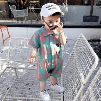 Super cute baby clothes thin children's clothes baby summer clothes denim jumpsuit clothes boys cute crawling clothes  Green