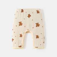 Baby gauze pants pure cotton summer thin snap button trousers newborn baby big PP pants  Multicolor