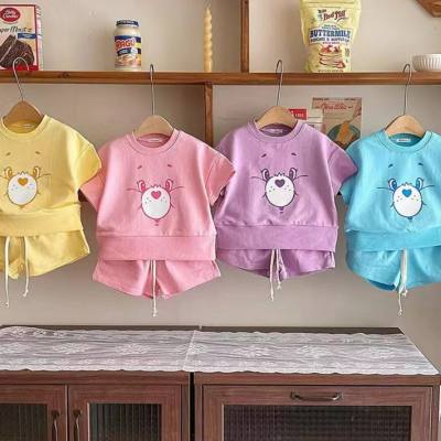 Children's summer short-sleeved suits, baby clothes, baby crawling clothes, class A pure cotton summer clothes