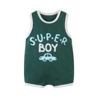 Baby jumpsuit summer clothes baby sleeveless vest baby romper baby basketball uniform newborn sportswear thin crawling clothes  Green