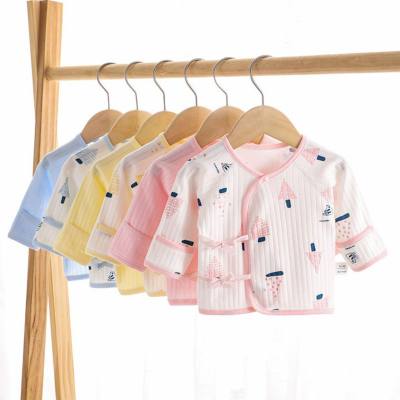 Baby half back clothes four seasons boneless baby half back clothes double layer belly protection lace up newborn single top with hand protection