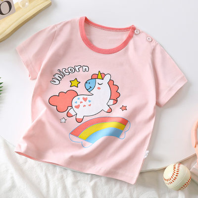 Kinder Kurzarm reine Baumwolle Sommer neue 2024 Jungen T-Shirt Baby Cartoon Mädchen Kurzarm koreanische Tops Kinderbekleidung