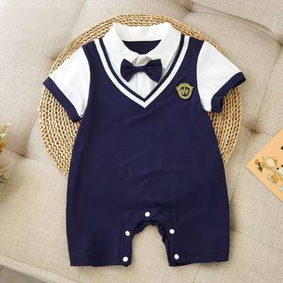 Baby Clothing Onesie Short Sleeve Summer Clothing Summer Boy Baby Romper Half Sleeve College Style Children's Clothing Climbing Clothes