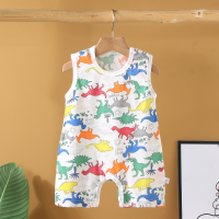 رومبير صيفي للأطفال الأولاد والبنات ملابس أطفال من القطن الخفيف بدون أكمام من قطعة واحدة  متعدد الألوان