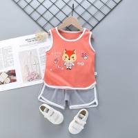 Summer new children's Lycra vest suit fashionable baby clothes sleeveless  Red