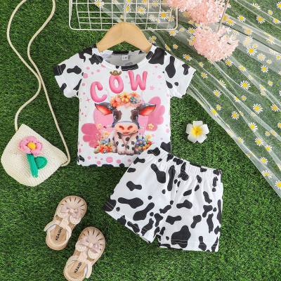 Summer baby cow print short-sleeved suit Summer casual shorts suit