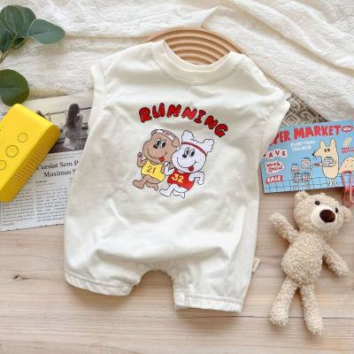 Estilo coreano super fofo roupas de bebê de uma peça roupas de verão sem mangas rastejando roupas de verão fino