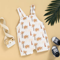 Infant and toddler boy summer style coconut tree print fashionable casual style versatile overalls  Beige