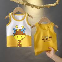 [2-piece set] Children's vest summer new boys sleeveless cotton top Korean version girls bottoming shirt  Yellow