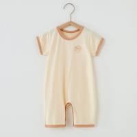 Newborn baby jumpsuit summer thin short-sleeved boneless jumpsuit modal baby clothes breathable infant short crawling  Apricot