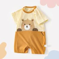 Nuevo estilo de ropa de bebé, mameluco de verano, mono de bebé, ropa fina de algodón puro para bebé, ropa para salir de algodón  Amarillo