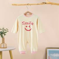 Baby jumpsuit thin modal long sleeve spring and summer cute crawling clothes baby pajamas newborn baby romper  Pink