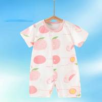Baby jumpsuit summer short-sleeved pure cotton thin romper baby clothes pajamas newborn jumpsuit crawling clothes  Multicolor