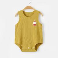 Modal baby fart clothes summer thin ice silk sleeveless vest jumpsuit baby girl triangle romper climbing clothes  Yellow