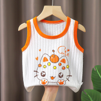 Children's vest summer pure cotton thin section boys and girls baby breathable bottoming belly protection baby sleeveless vest  Multicolor