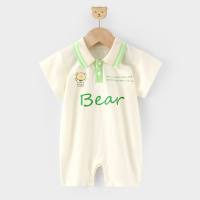 Baby summer clothes pure cotton thin newborn short-sleeved jumpsuit summer boy baby romper super cute fashionable crawling clothes  Green