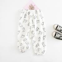 ins dinosaur full print children's mosquito-proof pants ice silk cotton and linen small and medium-sized children's summer thin pants new casual children's pants  White
