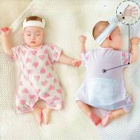 Baby jumpsuit summer short-sleeved air-conditioned clothing boys and girls baby breathable romper pure cotton summer thin style  Multicolor