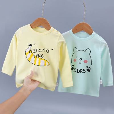 T-shirt in cotone con fondo per bambino, top in cartone animato per bambini di nuovo stile per uomo e donna, maniche lunghe