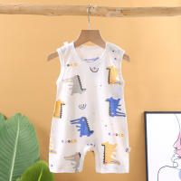 2023 Korean version of summer 1-18 months baby romper for men and women, cotton, thin, sleeveless, closed crotch one-piece romper  Multicolor