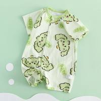 Summer thin crawling clothes pure cotton baby jumpsuit newborn pajamas breathable boneless air-conditioning clothes short-sleeved romper  Multicolor