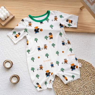 Baby jumpsuit summer thin style super cute cartoon baby boy summer outing romper crawling clothes