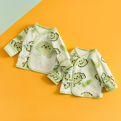 Newborn four seasons half back clothes baby double layer belly protection boneless top boys and girls baby anti-scratch small clothes