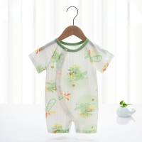 Vestiti per bambini neonati estivi in fibra di bambù a maniche corte disossati sottili vestiti per bambini vestiti estivi pagliaccetto vestiti striscianti pigiami  verde