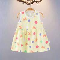 Robe de princesse fine pour filles, nouveau style, robe d'été pour bébés filles, sans manches, en coton et soie, pour enfants  Jaune