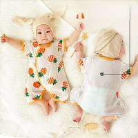 Baby jumpsuit summer short-sleeved air-conditioned clothing boys and girls baby breathable romper pure cotton summer thin style  Multicolor