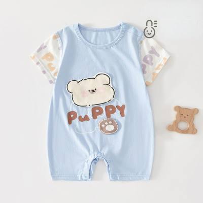 Baby summer short-sleeved romper boy cotton thin jumpsuit girl child baby outer wear pullover pajamas summer clothes