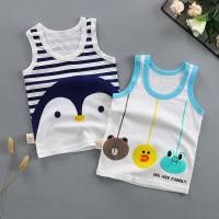 [2-piece set] Children's vest summer new boys sleeveless cotton top Korean version girls bottoming shirt  Blue