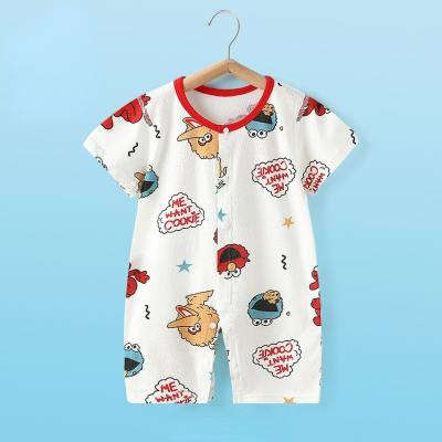 Baby jumpsuit summer short-sleeved pure cotton thin romper baby clothes pajamas newborn jumpsuit crawling clothes