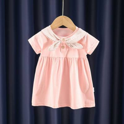 Cute bow tie children's clothing for baby girls summer half-sleeved jumpsuit for home outing