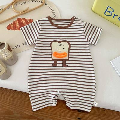 Baby striped jumpsuit summer Huzhou Zhili baby cartoon bag fart clothing baby clothes