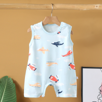 2023 Korean version of summer 1-18 months baby romper for men and women, cotton, thin, sleeveless, closed crotch one-piece romper  Multicolor