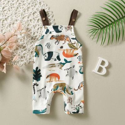 Infant and toddler unisex cotton-padded stripe print forest kingdom and animal world sling long-legged crawling suit AL037