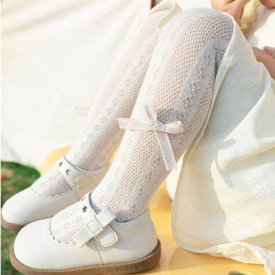 Baby spring and summer mesh pantyhose girls hollow breathable cute bow princess socks baby leggings