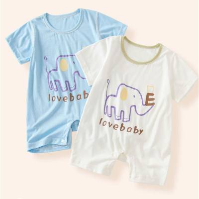 Bebê modal verão fino bebê macacão de manga curta, masculino e feminino bebê dos desenhos animados bonito pijama infantil