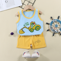 Children's vest suit summer new style girls shorts clothes baby boys sleeveless suit children's clothing  Multicolor