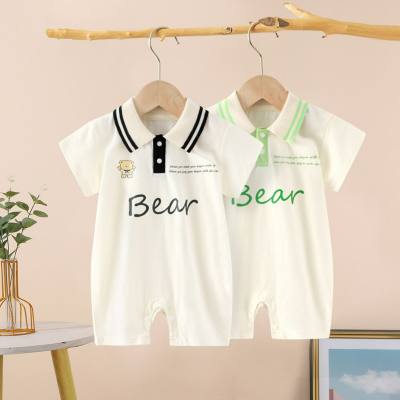 Baby summer clothes pure cotton thin newborn short-sleeved jumpsuit summer boy baby romper super cute fashionable crawling clothes