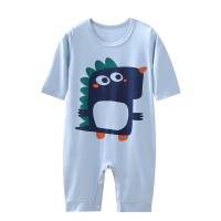 Spring and summer ultra-thin modal fabric baby jumpsuit candy color three-quarter sleeve baby long-sleeved air-conditioning clothing  Blue