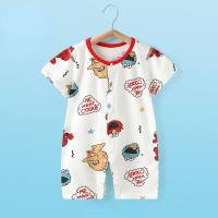 Mono de bebé de verano de manga corta de algodón puro, pelele fino, ropa de bebé, pijamas, mono para recién nacido, ropa para gatear  rojo