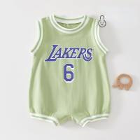 Baby jumpsuit summer clothes pure cotton baby sleeveless vest thin basketball clothes newborn sportswear summer crawling clothes  Green