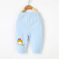 Baby spring and autumn pure cotton leggings baby home pants autumn cotton wool pants  Blue