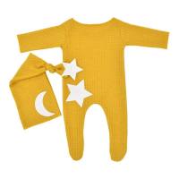 Newborn photography props costume star moon decoration knitted jumpsuit long tail hat suit photography clothes  Ginger